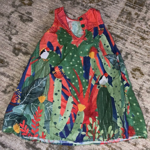 Fabula Vibrant Jungle Print Kids Casual Dress - Picture 2 of 3